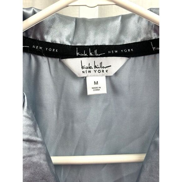 Nicole Miller New York Women’s Medium Soft Satin Notched Collar Boxy Pajama Top - Picture 8 of 12